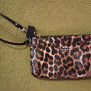 Coach Leopard-Print Wristlet in Brown and Black